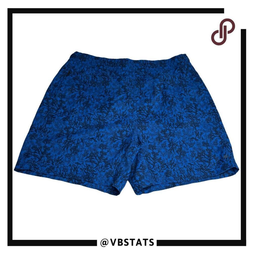 Mack Weldon Men's Tropical Drawstring Swim Shorts‎ Blue Black Size Large